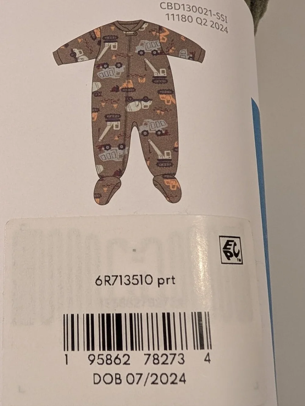 Carter's Fleece Footed Pajama with Construction Vehicles Print Size 3T